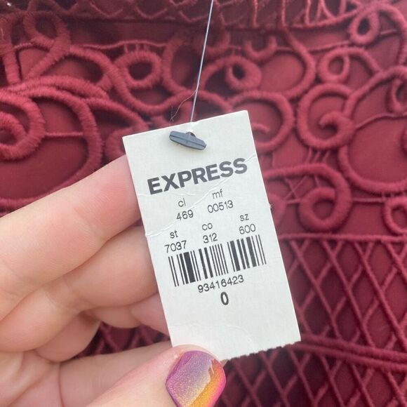 Express Crochet Lace Wine Red Pencil Skirt NWT | 0 - Picture 3 of 5